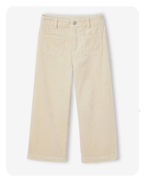 Weit geschnittene Mädchen Cordhose, Bundweite verstellbar - beige